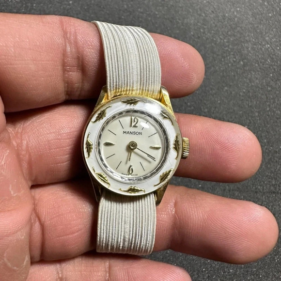 Vintage Manson Ladies Swiss Made Mechanical Wind Cocktail Watch GoldTone Working - Picture 1 of 6